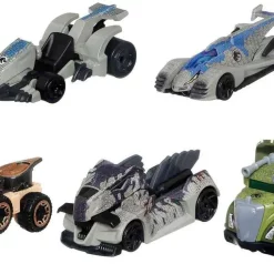 New ๐ Jurassic World Hot Wheels Character Cars T Rex, Giganotosaurus, Velociraptor 'Blue', Velociraptor 'Beta' & Triceratops Die Cast Car 5-Pack ๐
