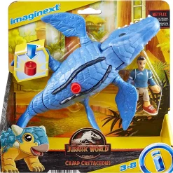 Brand new 🤩 Fisher Price Jurassic World Imaginext Camp Cretaceous Mosasaurus & Kenji Figure Set ⭐