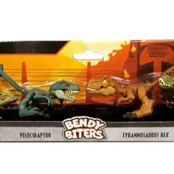 Best Pirce 🧨 Jurassic World Bendy Biters Stegosaurus, Velociraptor, Tyrannosaurus Rex & Dilophosaurus Mini Figure 4-Pack 🌟