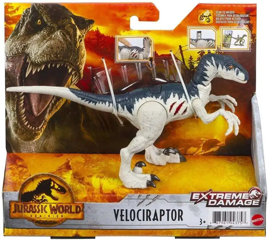 New ๐คฉ Jurassic World Dominion Extreme Damage Velociraptor Action Figure โค๏ธ