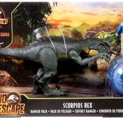 Flash Sale ❤️ Jurassic World Camp Cretaceous Dino Escape Scorpios Rex Exclusive Action Figure 2-Pack [Danger Pack with Kenji & Gyrosphere] 🔔