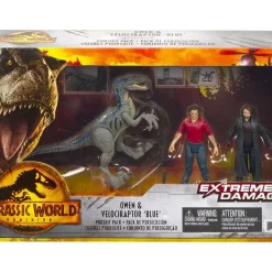 Best deal 🔥 Jurassic World Dominion Extreme Damage Velociraptor Blue, Owen Grady & Delacourt Exclusive Action Figure 3-Pack [Pursuit Pack] 😀