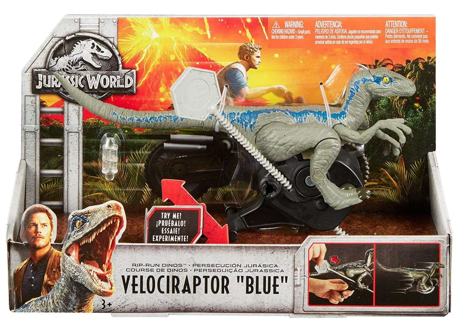 Promo 😉 Jurassic World Fallen Kingdom Rip Run Dinos Velociraptor Blue Action Toy 👏